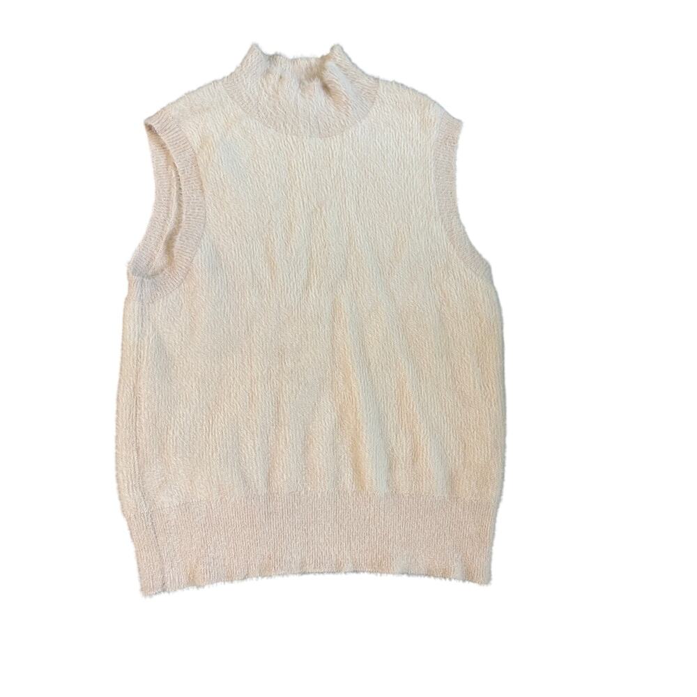 Bailey/44 Womens M Beige Eyelash Yarn Knit Cowl Neck Sweater Vest NWT